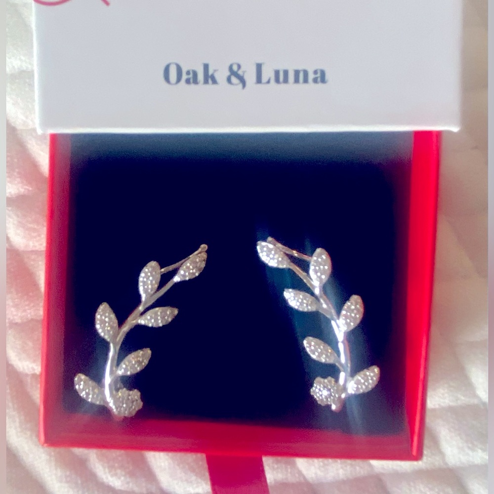 Oak and Luna - Flora Crawler Earrings, sterling silver.